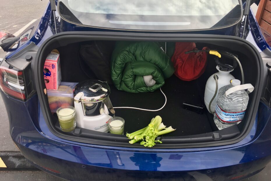 Making Celery Juice at a Supercharger Stop