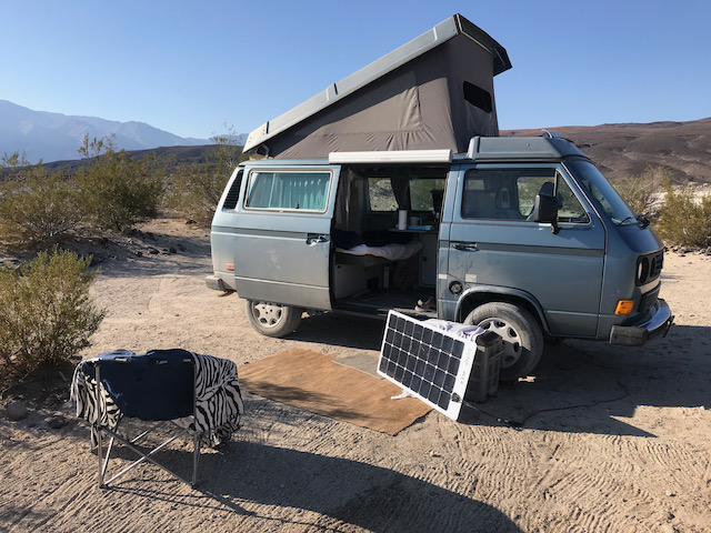 Vanagon in the desert with solar